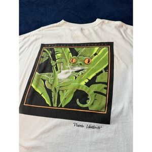 Vtg 90s Puerto Vallarta Frog T-Shirt XL Fits L White Cotton M&O Made In Mexico